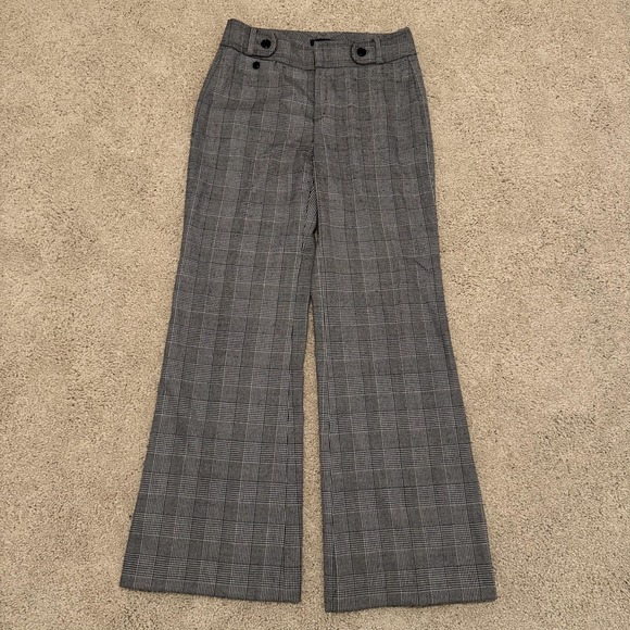 Banana Republic Pants Womens 8 Gray Glen Plaid Wool Stretch Flare Trouser - Picture 1 of 9